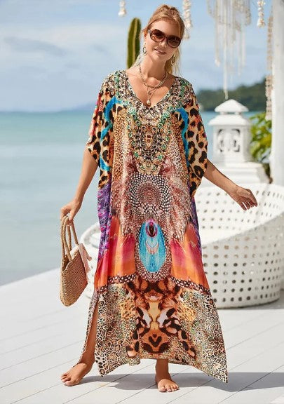 Variant image for Robe Longue Femme Bohème Imprimée Arc-en-Ciel 100% Polyester-1