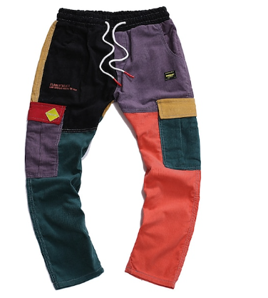 Pantalon Homme Décontracté Coton à Patchs Colorés-1
