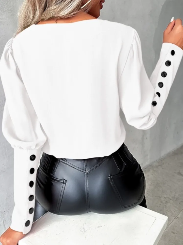 Blouse Femme Décontractée Col en V Moderne 100% Polyester-5
