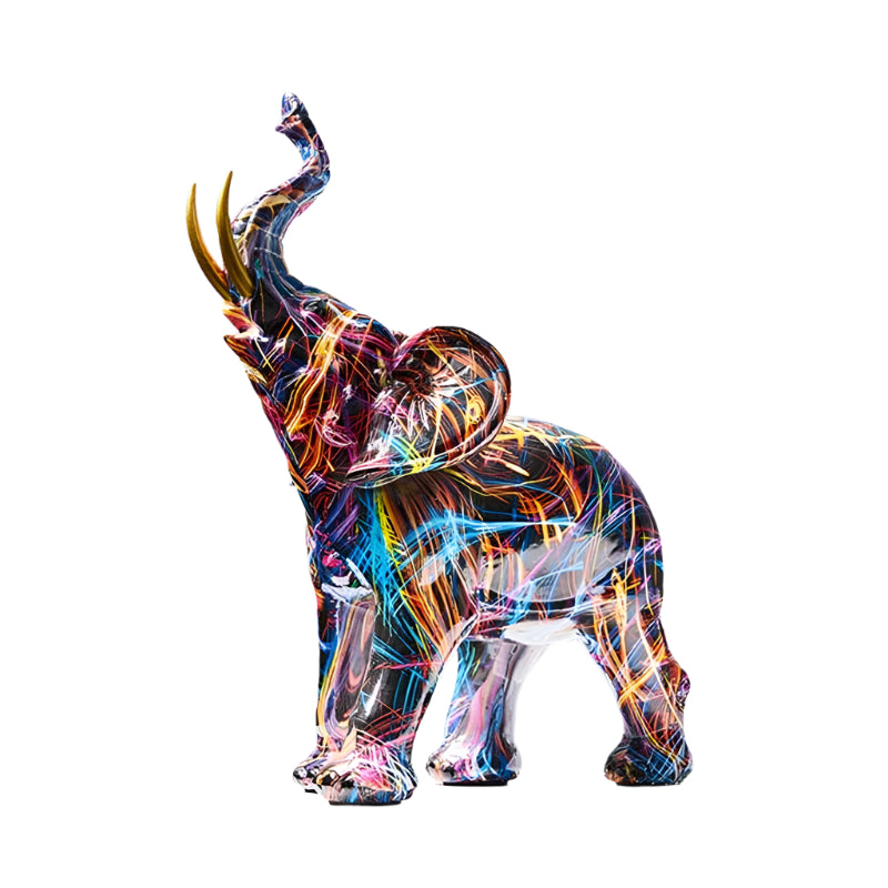 Sculpture d'Éléphant Abstrait en Résine Colorée 0