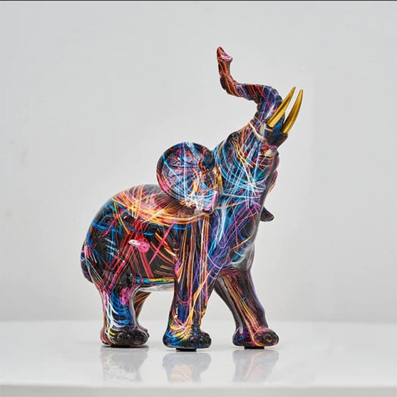 Sculpture d'Éléphant Abstrait en Résine Colorée 1