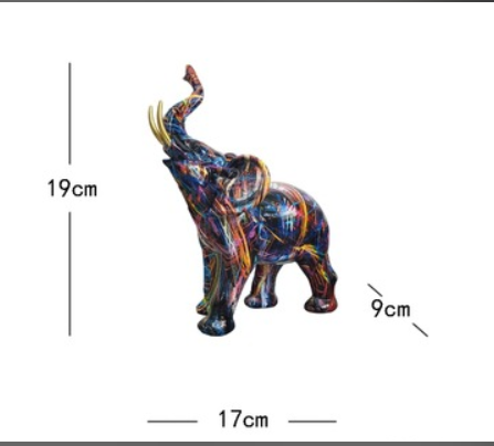 Sculpture d'Éléphant Abstrait en Résine Colorée 3