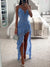 Robe Longue Femme Élégante en Tissu Léger avec Volants Asymétriques-2