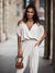 Combinaison Femme Chic Épaules Ouvertes Col en V Polyester-2