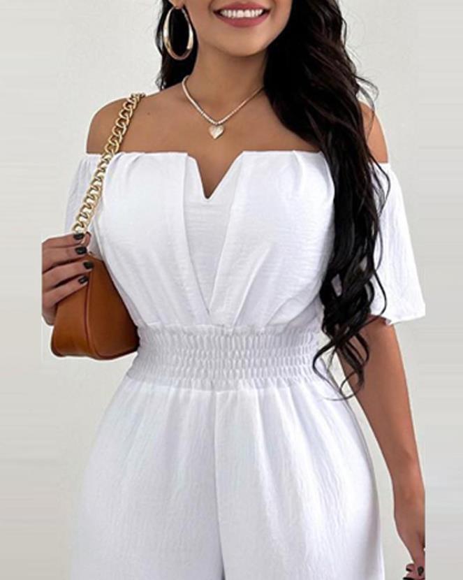 Combinaison Femme Chic Épaules Dénudées Polyester-3
