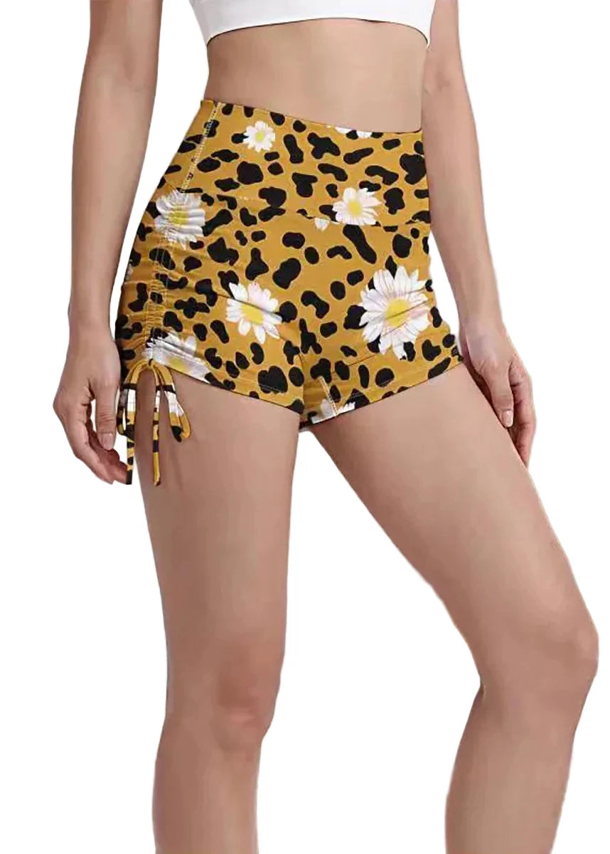 Short De Sport Femme Taille Haute Imprimé Animalier Et Floral 1