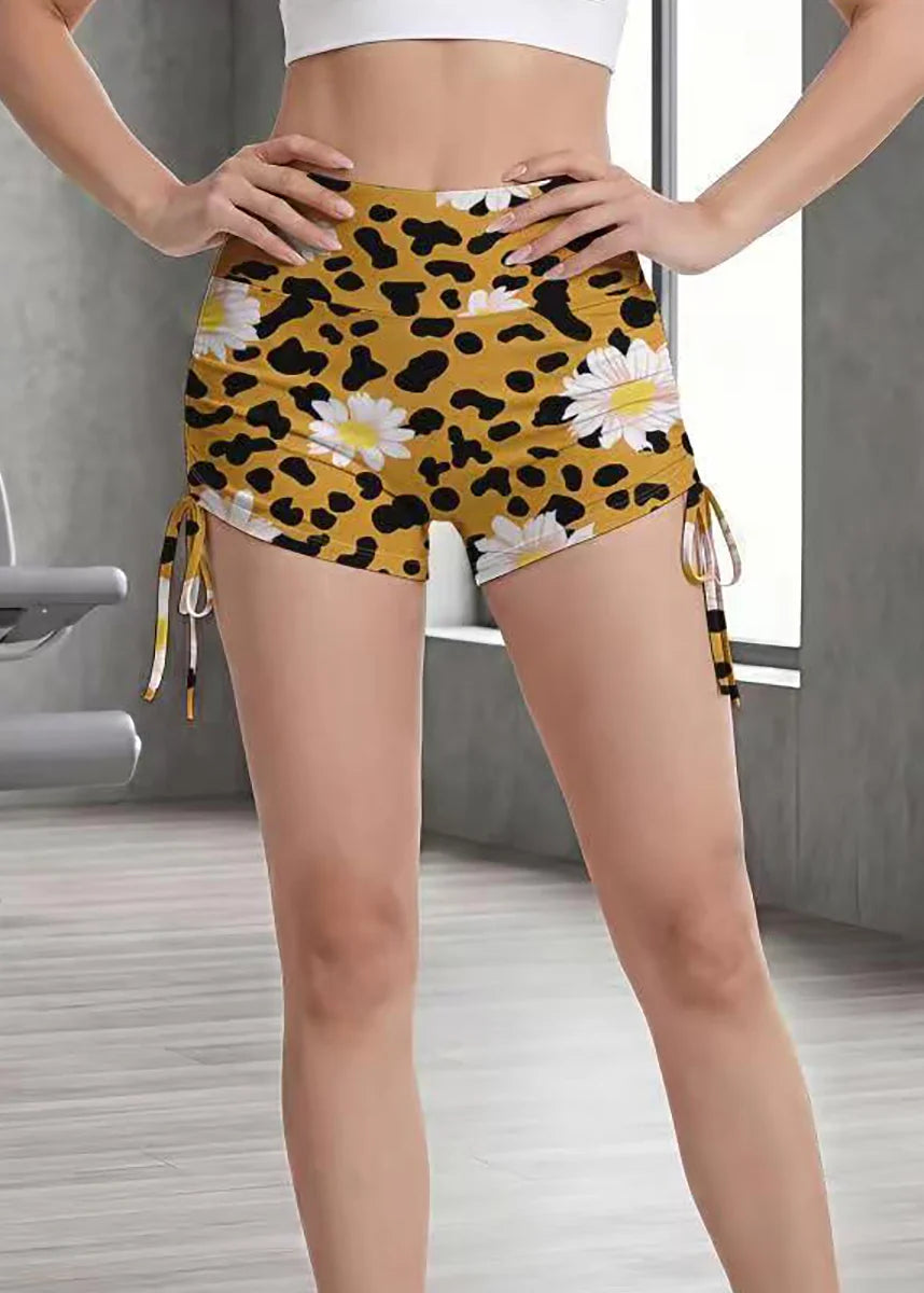 Short De Sport Femme Taille Haute Imprimé Animalier Et Floral 3
