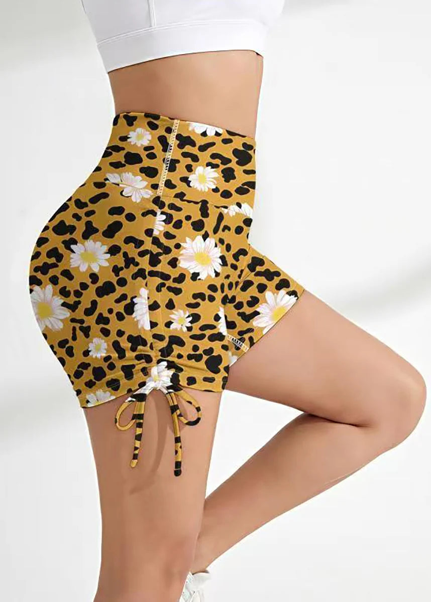 Short De Sport Femme Taille Haute Imprimé Animalier Et Floral 4