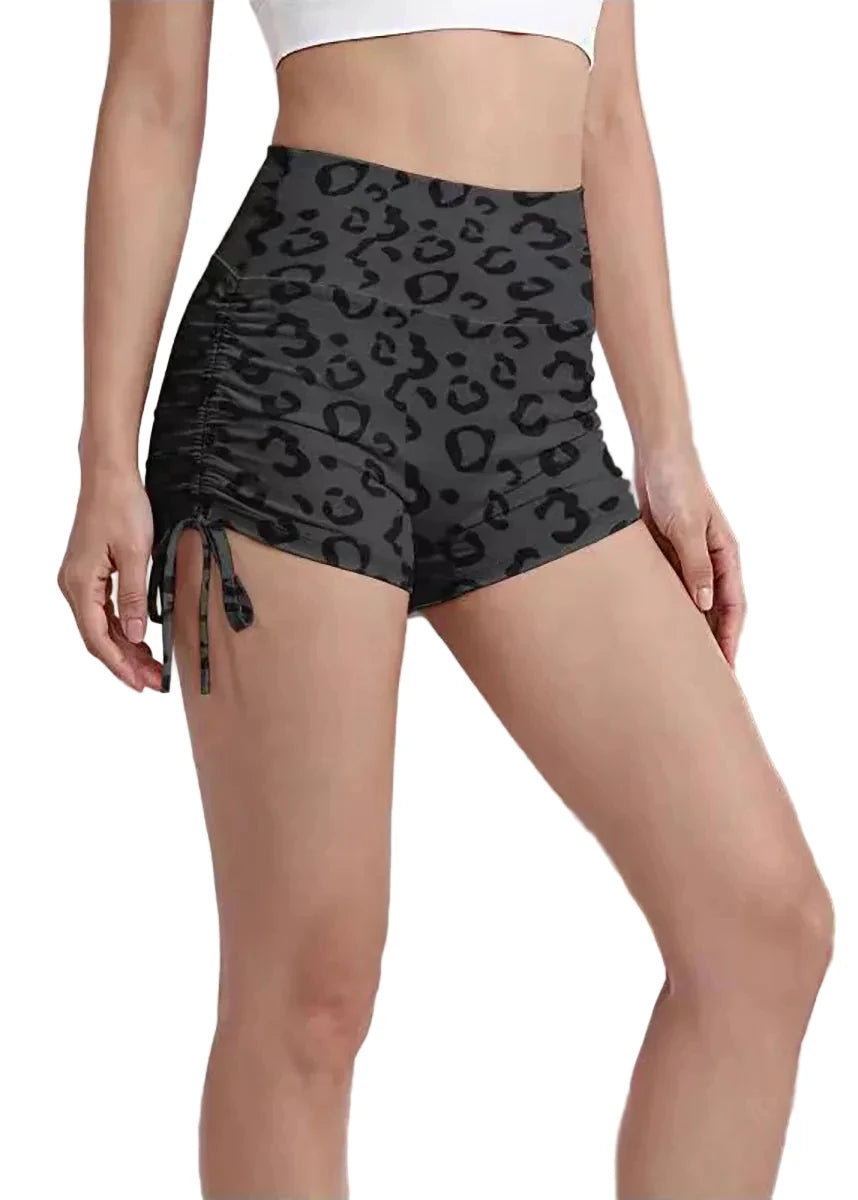 Short Running Femme Taille Haute Imprimé Léopard Ajusté 1