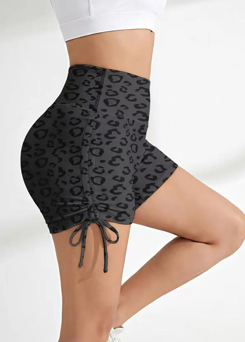 Short Running Femme Taille Haute Imprimé Léopard Ajusté 4