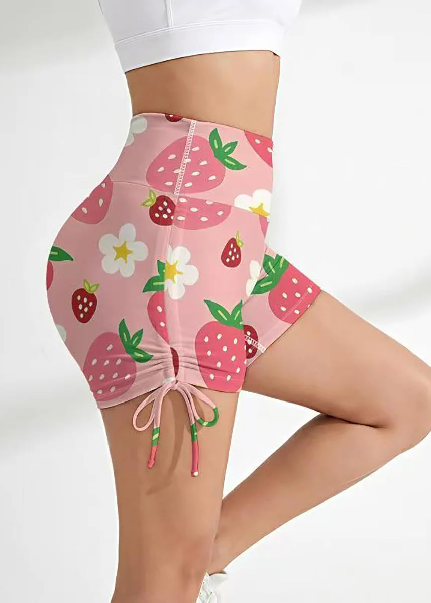 Short de sport femme taille haute à imprimé fruité 4
