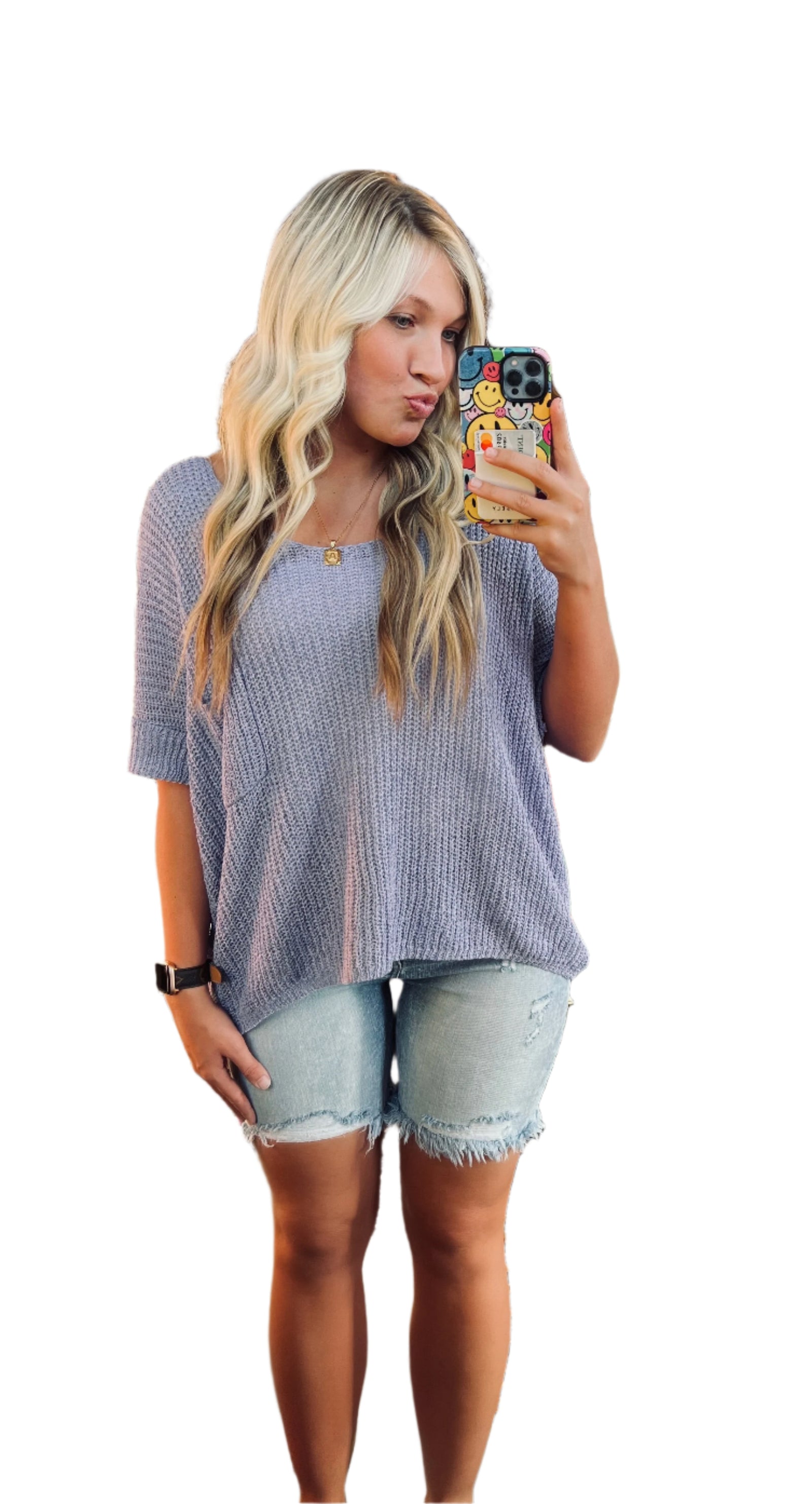 Shorts Bermuda Distressés Taille Haute pour Femme 0