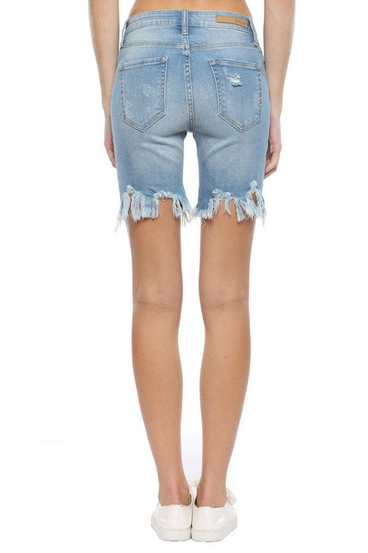 Shorts Bermuda Femme Taille Haute Dénim Clair 2