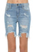 Shorts Bermuda Femme Taille Haute Dénim Clair 3