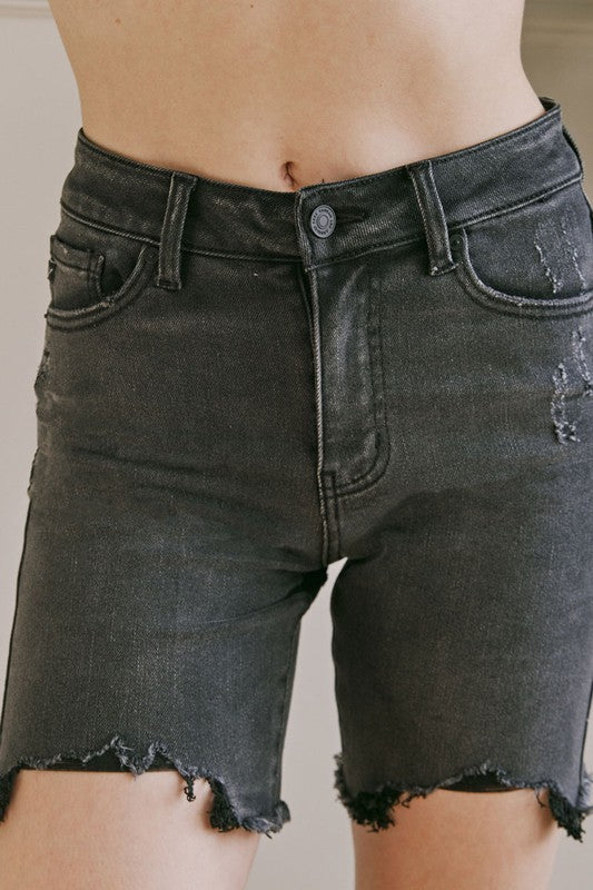 Shorts Bermuda Femme Taille Haute Noir 3