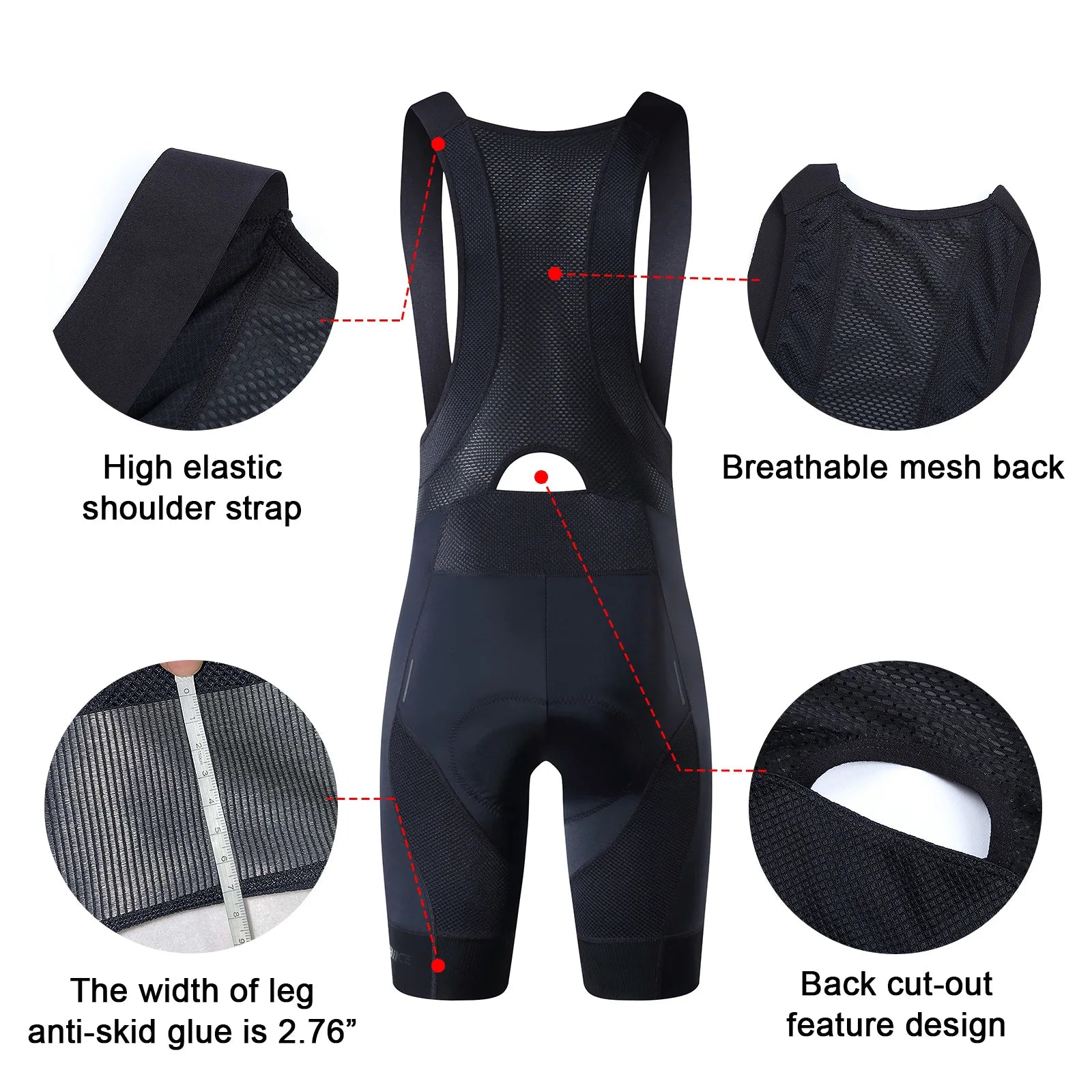 Shorts Cyclisme Homme Lycra avec Bretelles et Coussin Confortable 1