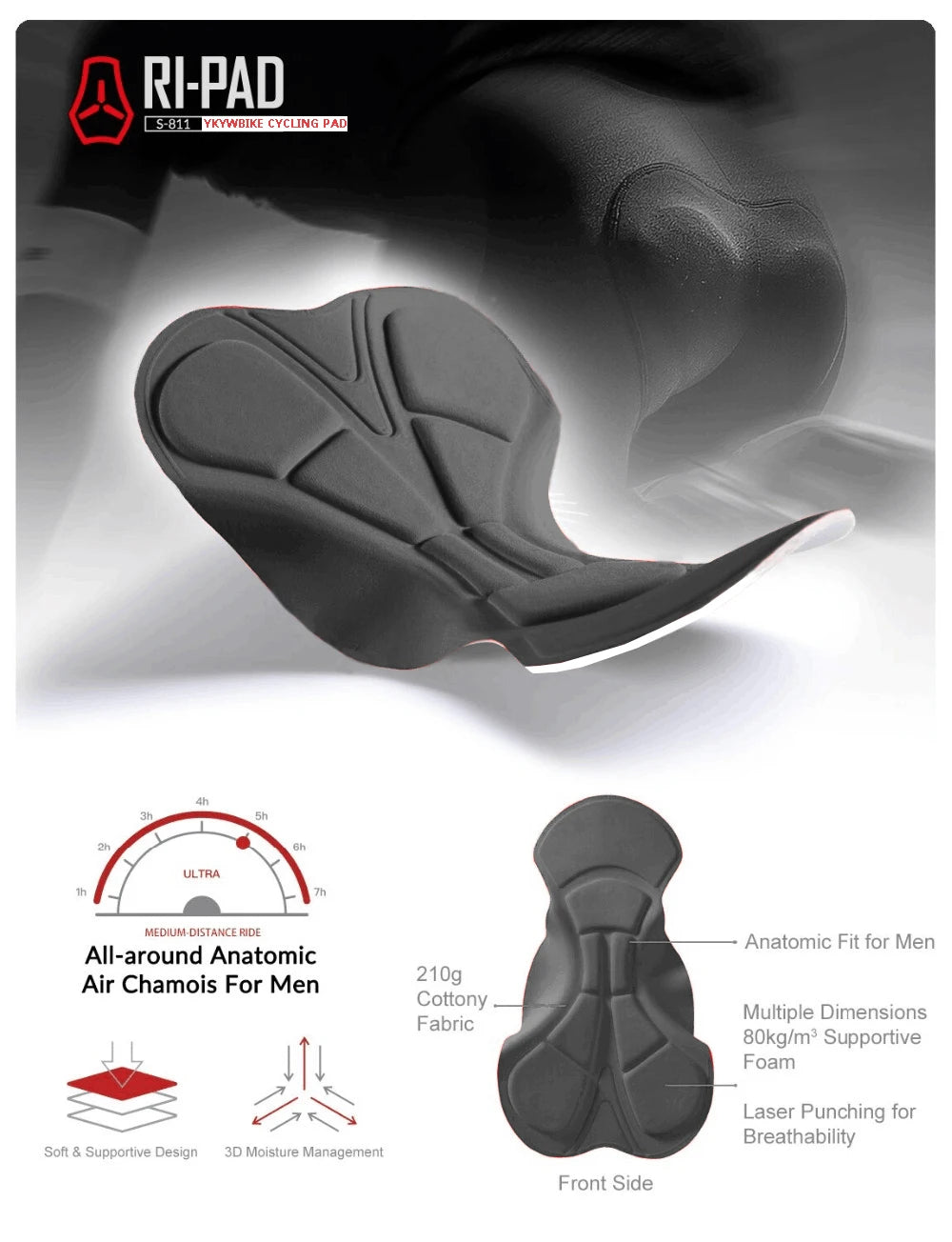 Shorts Cyclisme Homme Lycra avec Bretelles et Coussin Confortable 4