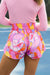 Shorts Décontractés Femme Taille Élastique Imprimé Abstrait Violet 1