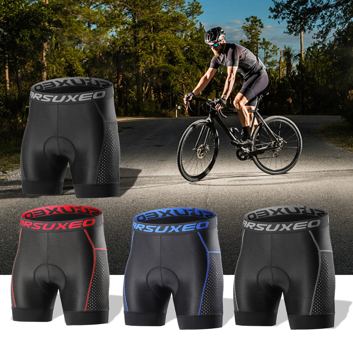 Shorts de Cyclisme pour Hommes en Nylon avec Coussin 5D 5