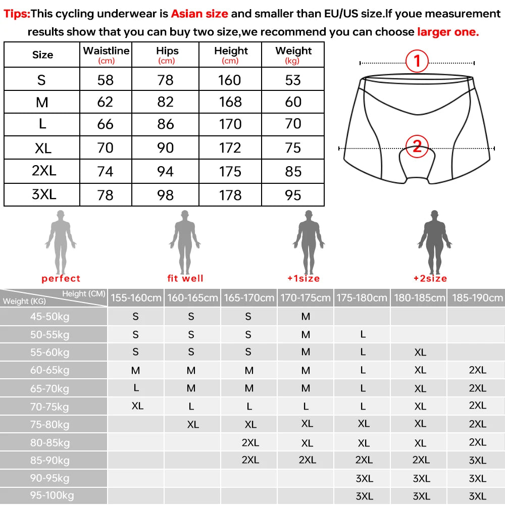 Sous-vêtements de Cyclisme pour Hommes en Gel 5D, Shorts de Vélo Confortables 5