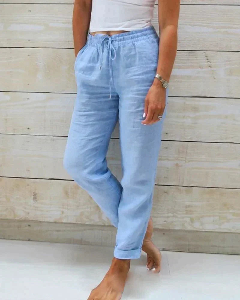 Variant image for Pantalon Fluide Femme Léger en Lin Ample-8