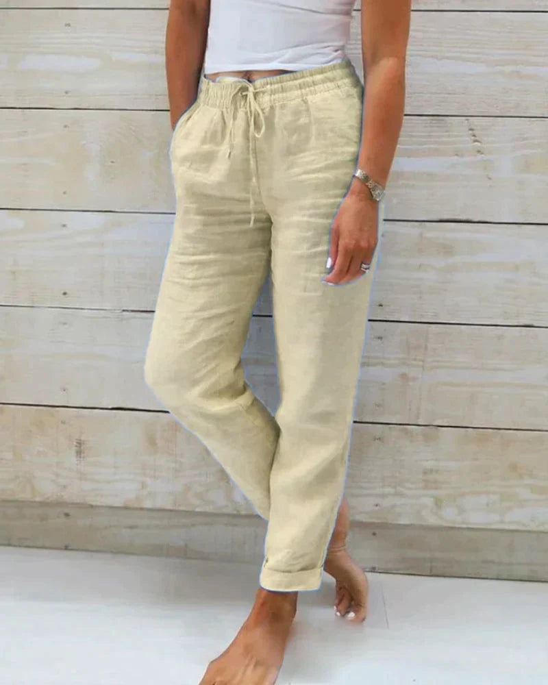 Variant image for Pantalon Fluide Femme Léger en Lin Ample-15