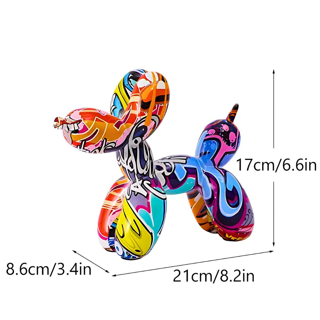Statue Décoration Chien Ballon Graffiti Résine 30 cm 1