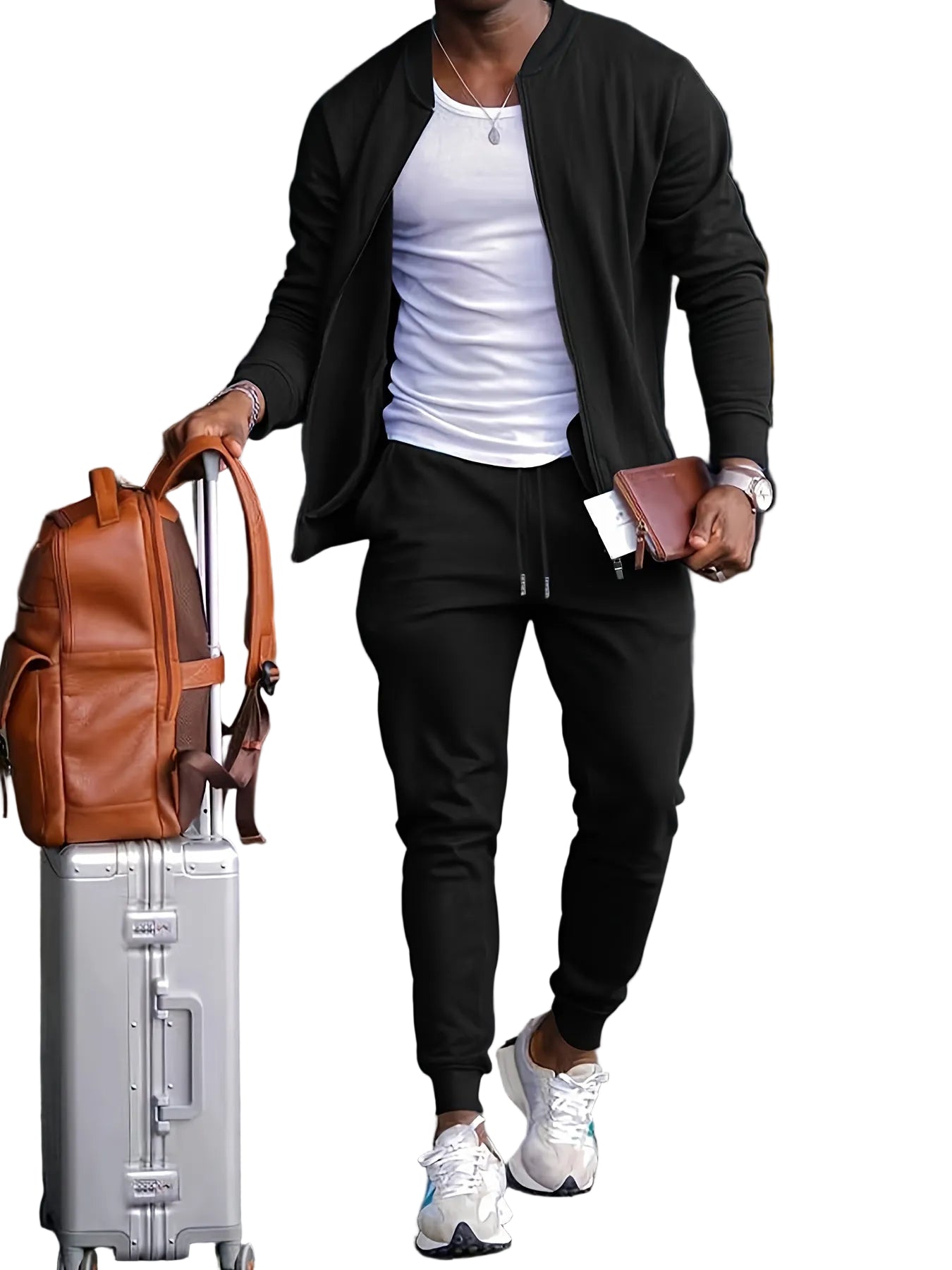 Survêtement de Voyage Décontracté pour Hommes avec Veste Zippée 0