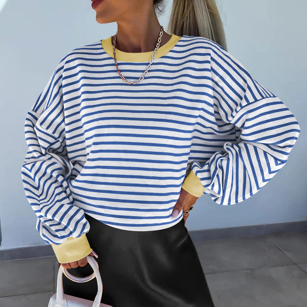 Sweat-shirt Femme Boxy à Rayures 0
