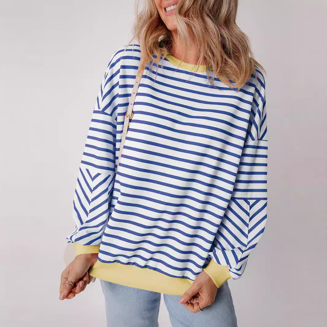 Sweat-shirt Femme Boxy à Rayures 2