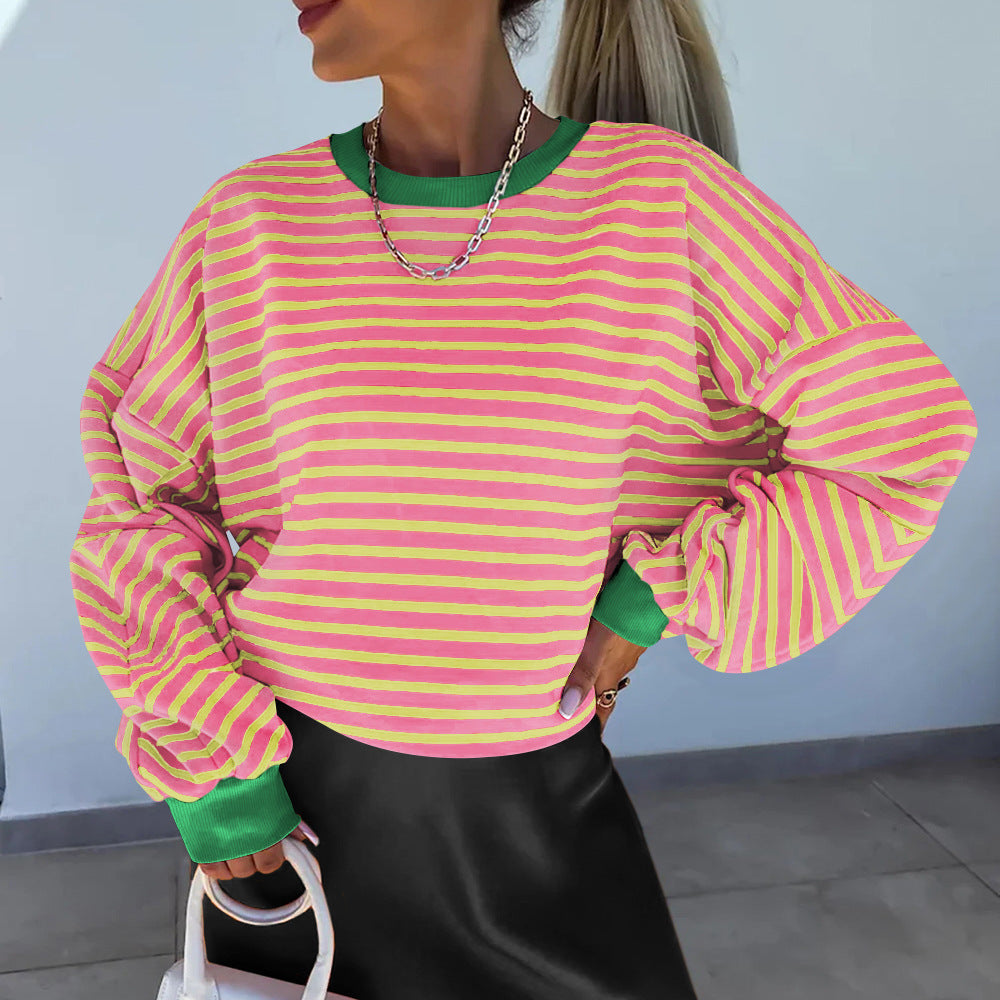 Sweat-shirt Femme Boxy à Rayures 8