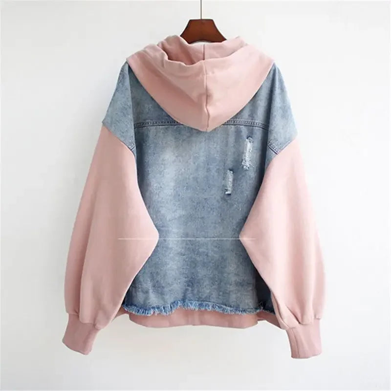 Sweat À Capuche Femme Style Rétro Color-Block Surdimensionné 7