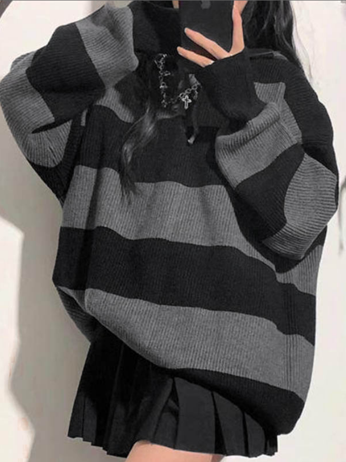 Sweat à Capuche Femme Tricoté à Rayures 3