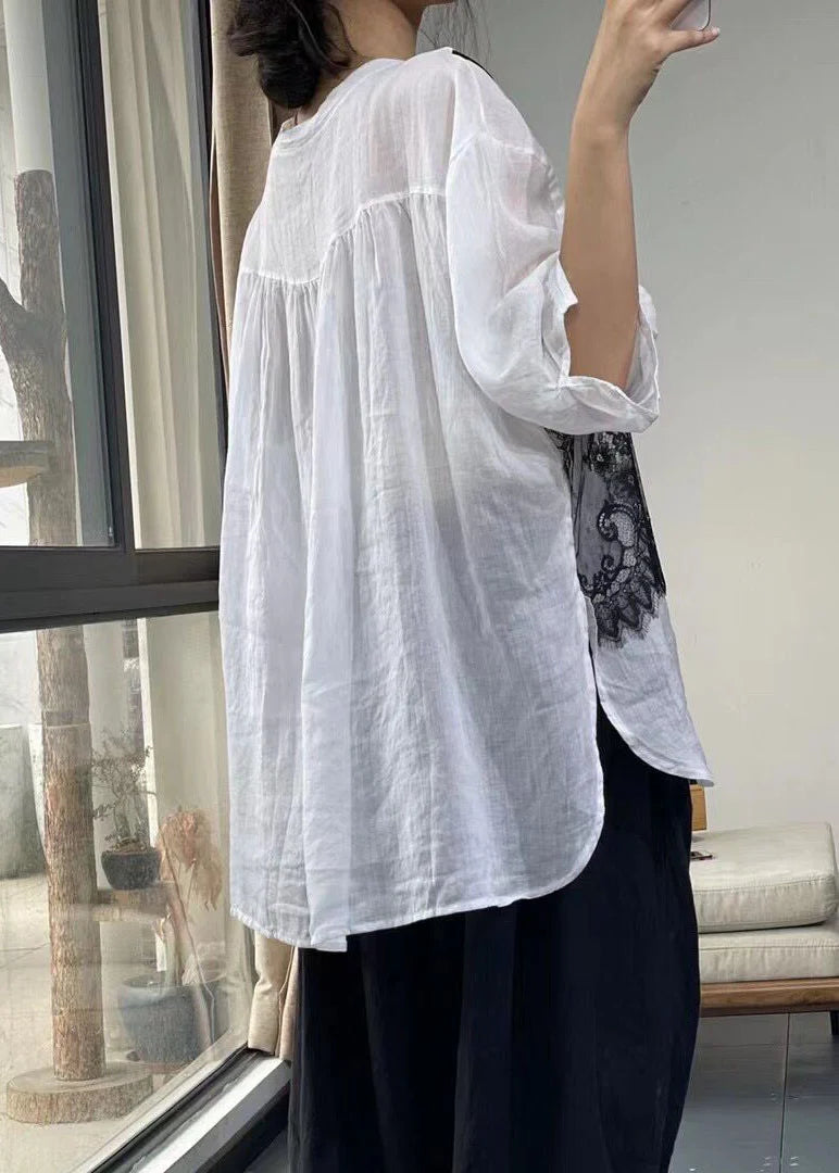 T-shirt Femme Décontracté Patchwork à Manches Courtes 4