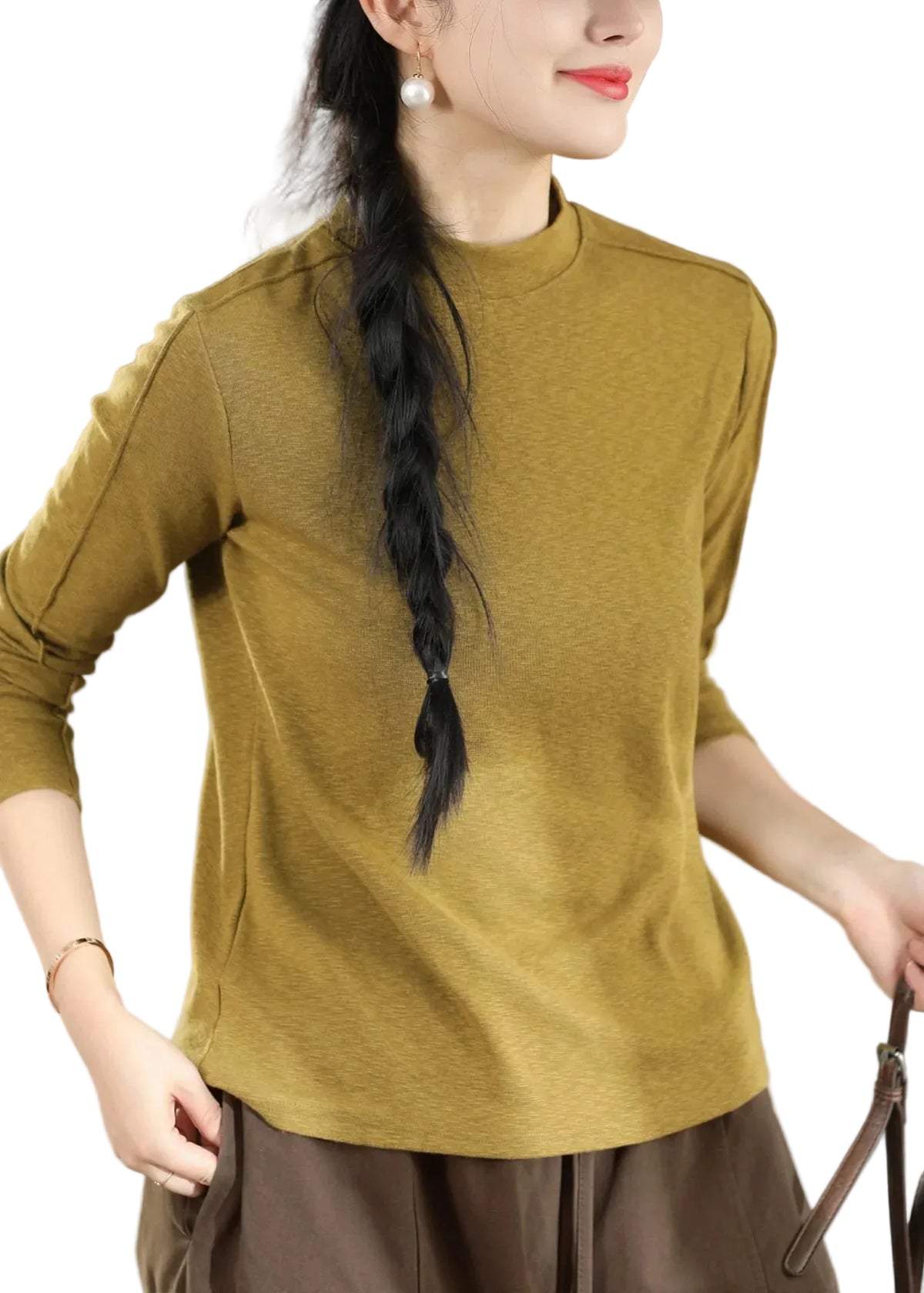 T-shirt Femme Patchwork Col Rond Automnal 0