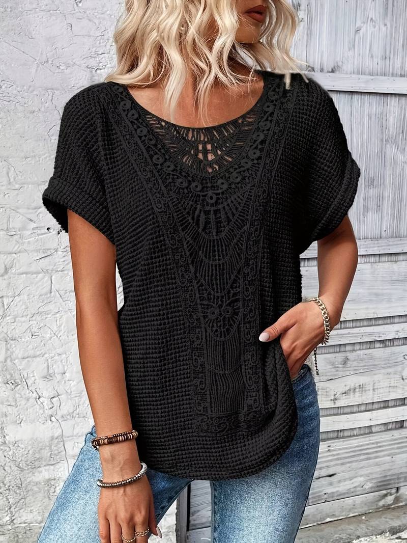 T-shirt Femme à Col Rond avec Détails en Dentelle 8