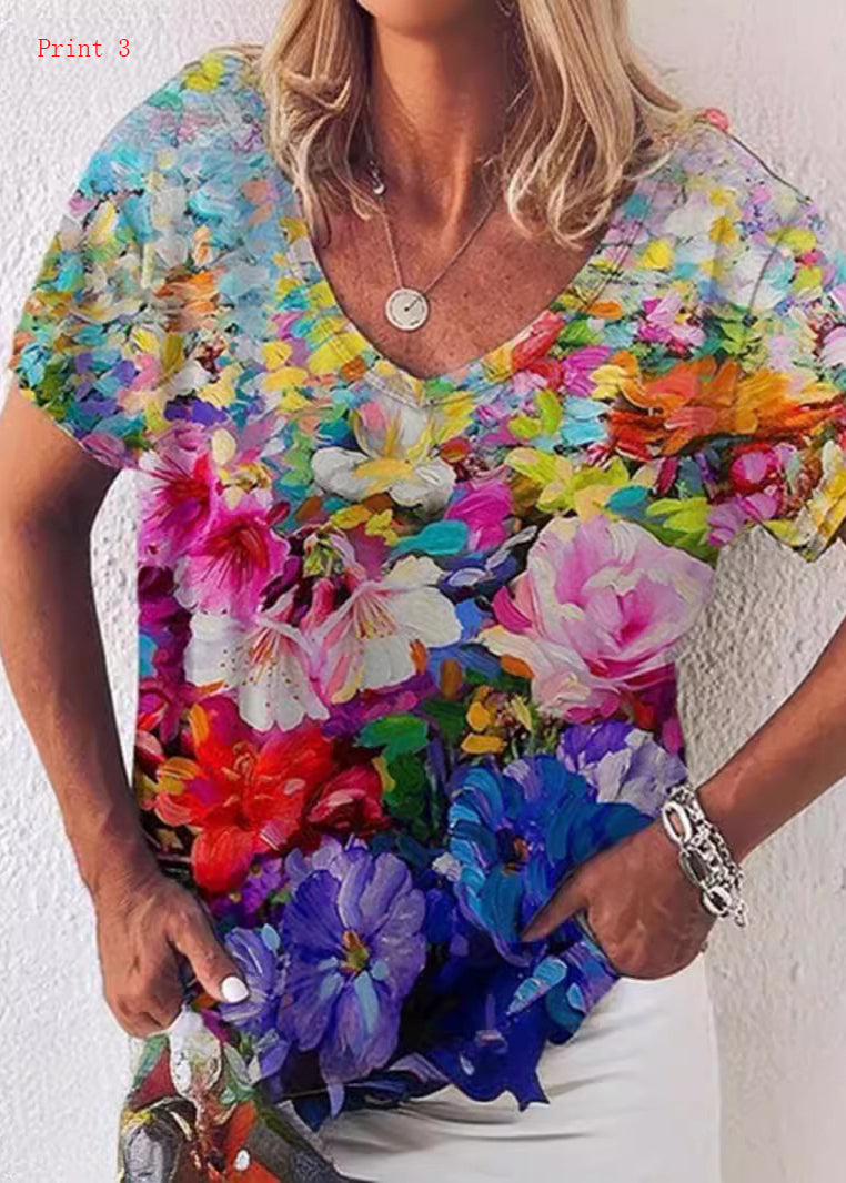 T-shirt d'été à col en V pour femmes 2