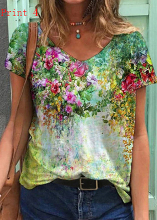 T-shirt d'été à col en V pour femmes 3