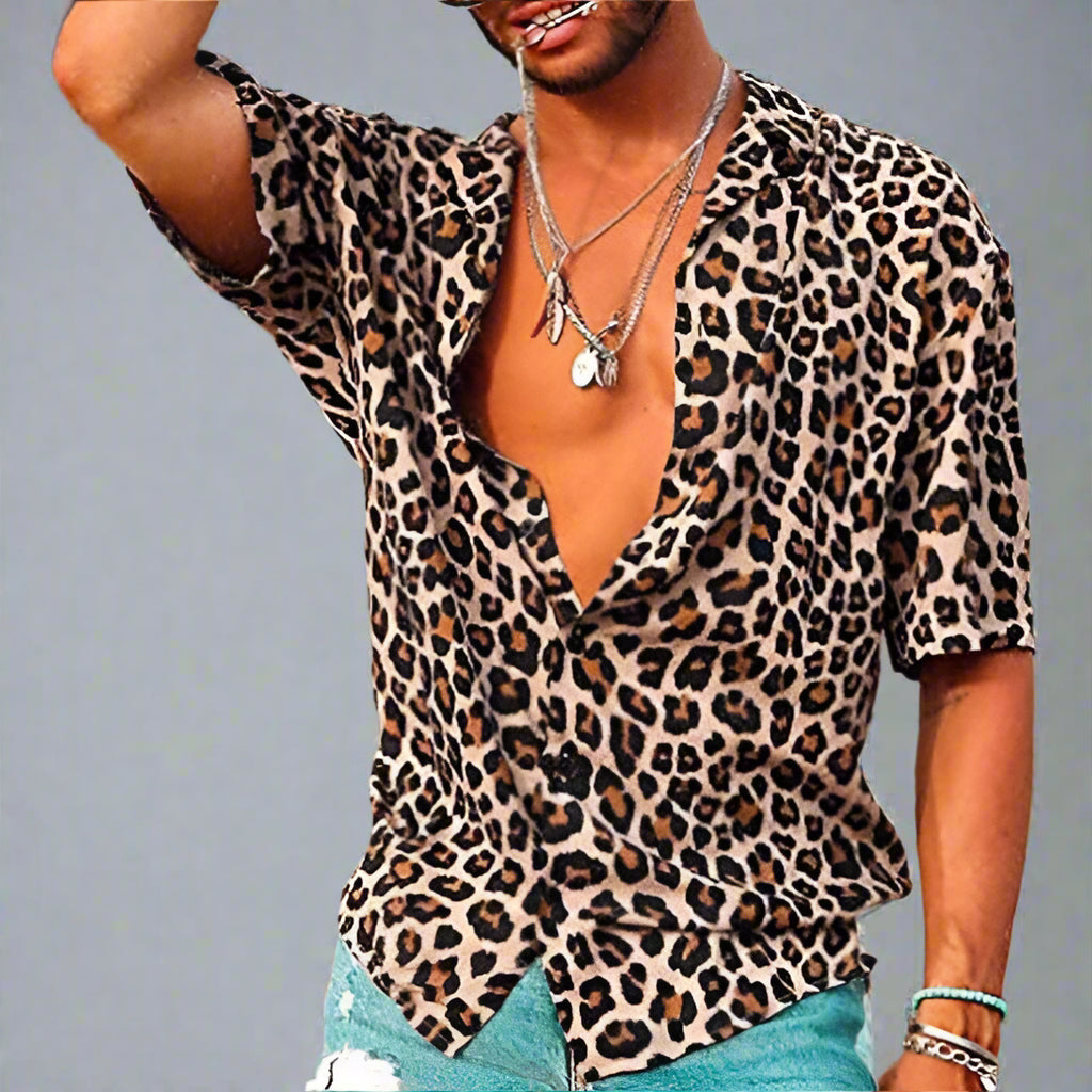 T-shirt d'été pour hommes à imprimé léopard 1