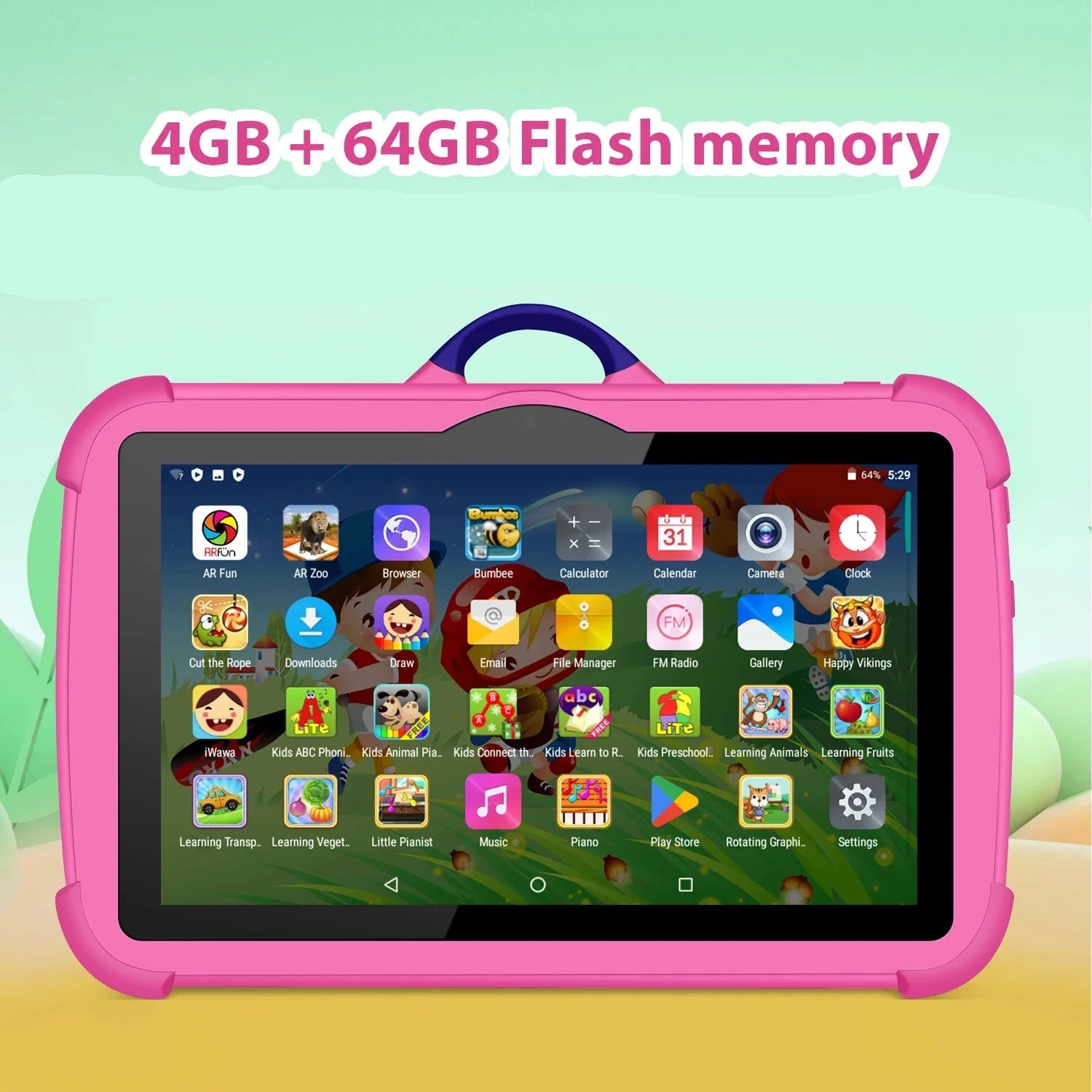 Tablette Enfant 7.0 Pouces Éducative Quad Core 4GB RAM 64GB ROM 2