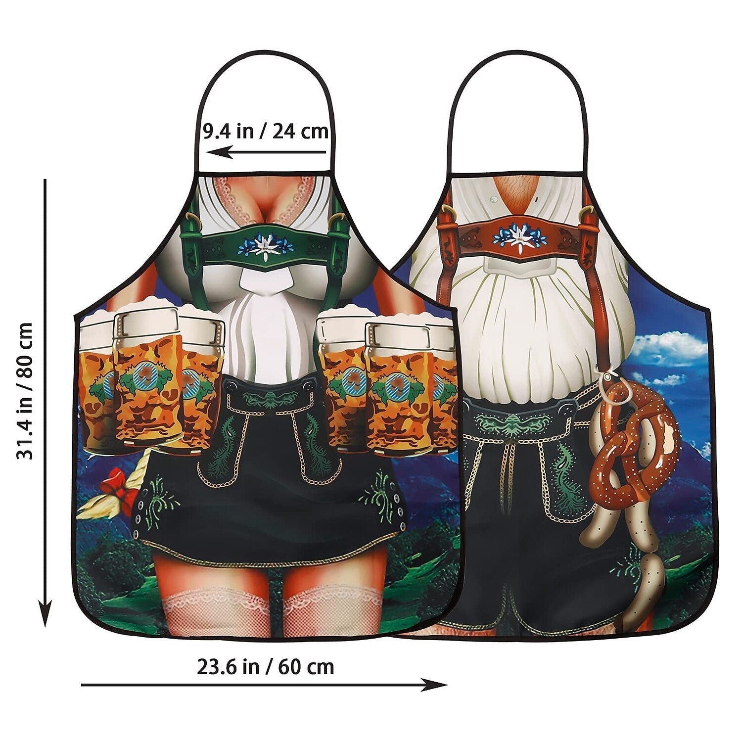 Tablier de Cuisine Traditionnel Bavarois Motifs Amusants en Tissu Résistant pour Couples 4