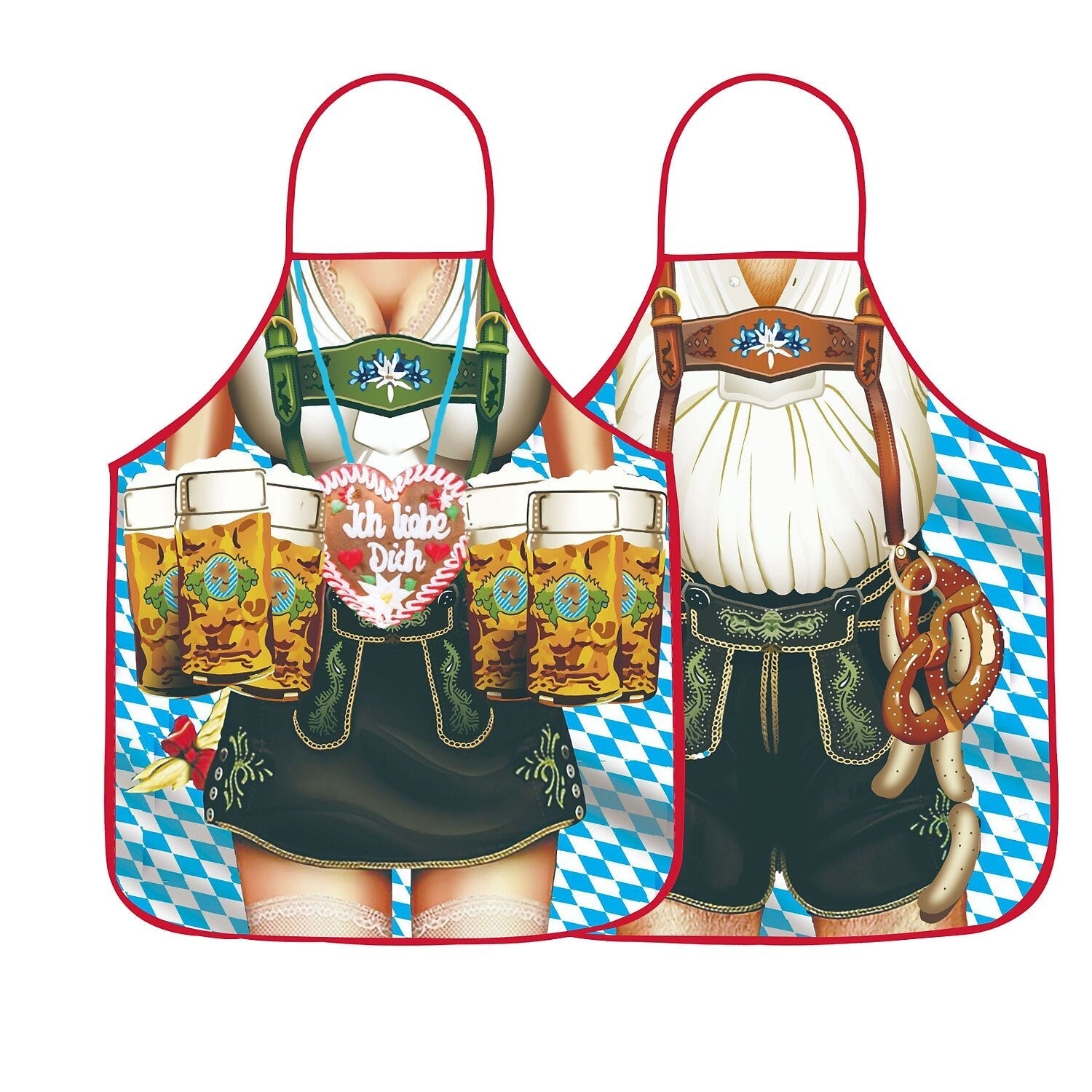 Tablier de Cuisine Traditionnel Bavarois Motifs Amusants en Tissu Résistant pour Couples 7
