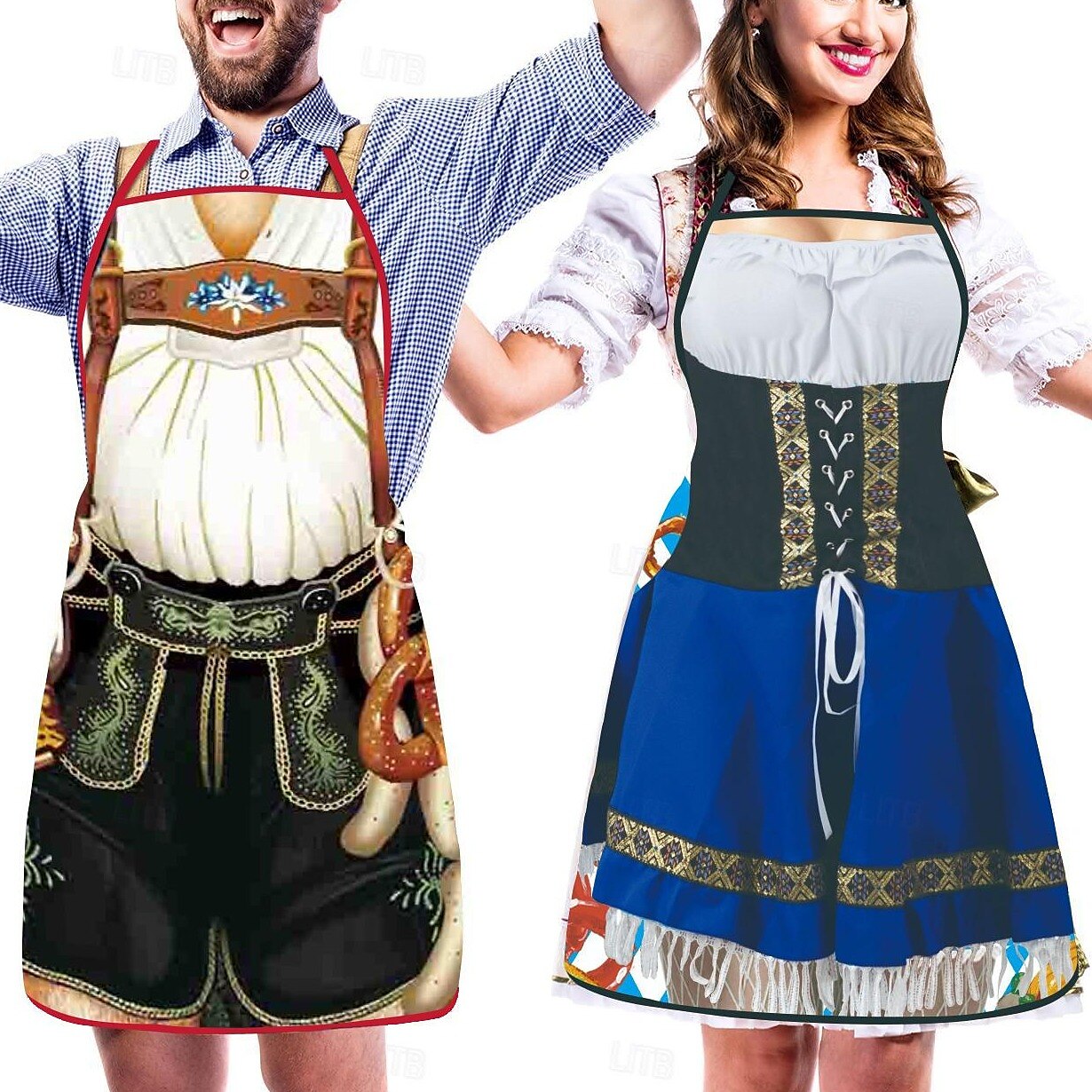 Tablier de Cuisine Traditionnel Bavarois Motifs Amusants en Tissu Résistant pour Couples 8