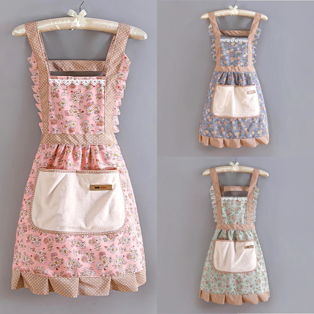 Tablier de Cuisine Unisexe Motifs Floraux Tissu Durable 3