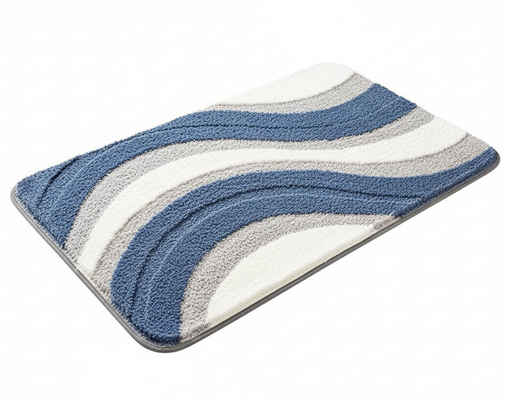 Tapis de bain contemporain en peluche avec motif ondulé 3