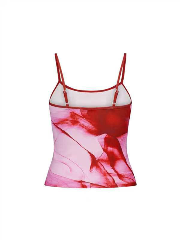 Top Court à Bretelles Fines Imprimé Floral pour Femmes 2