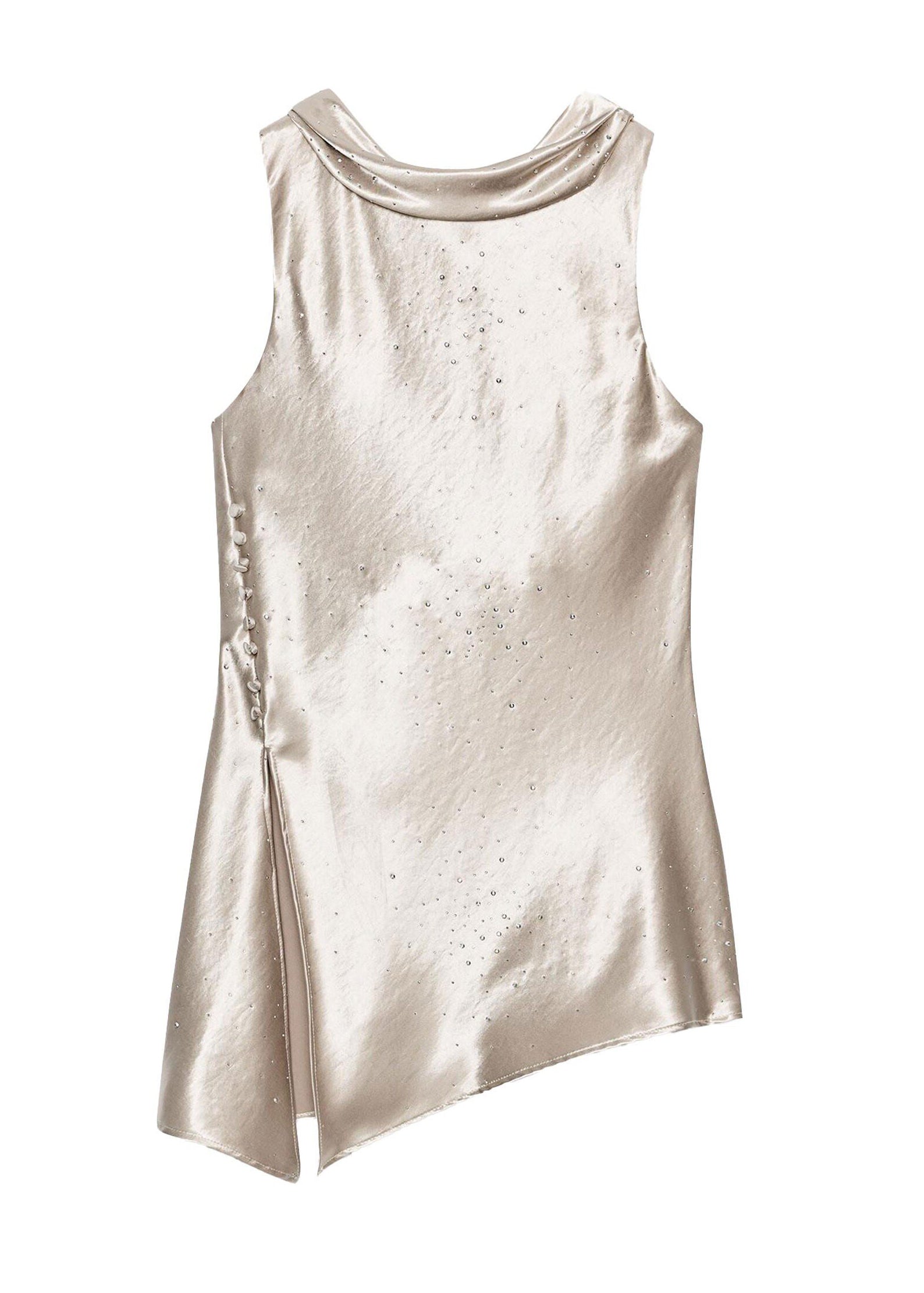 Top Femme Asymétrique Patchwork Chic Sans Manches 4