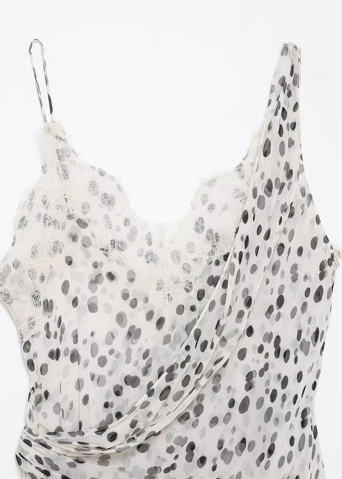 Top Femme Asymétrique à Bretelles Spaghetti à Pois 4