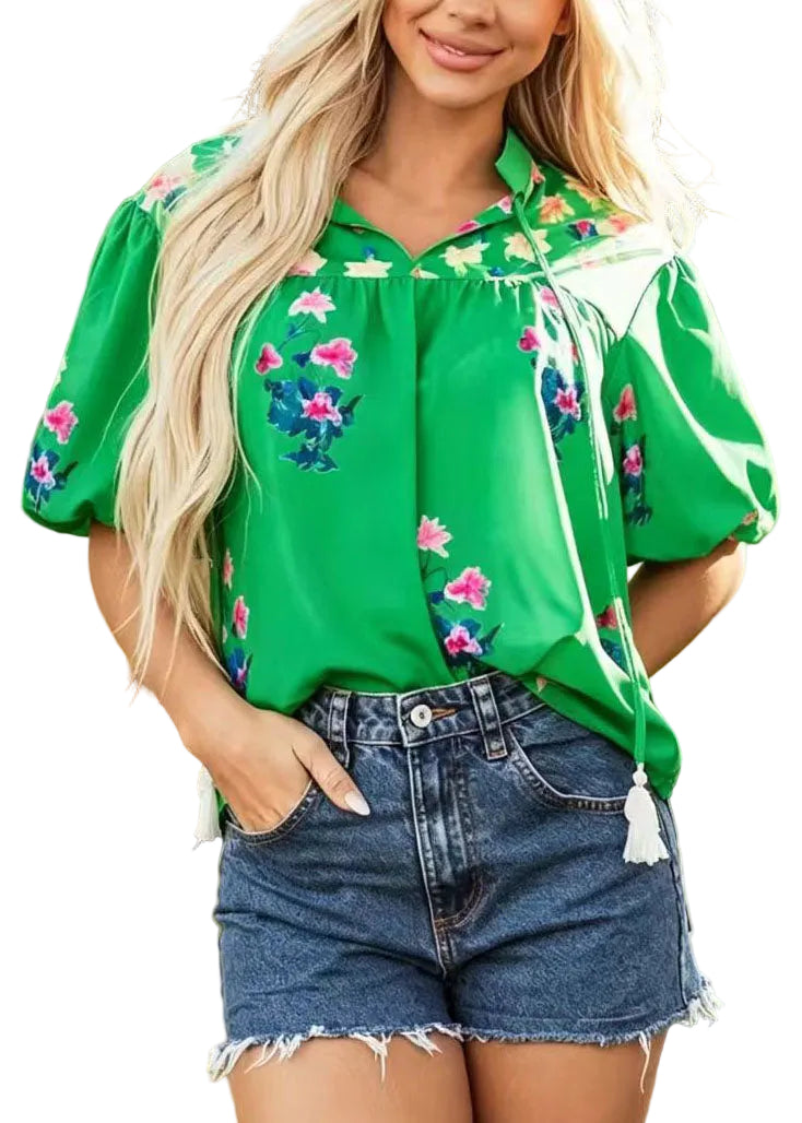 Top Femme Boho Col V Frangé Estival 0