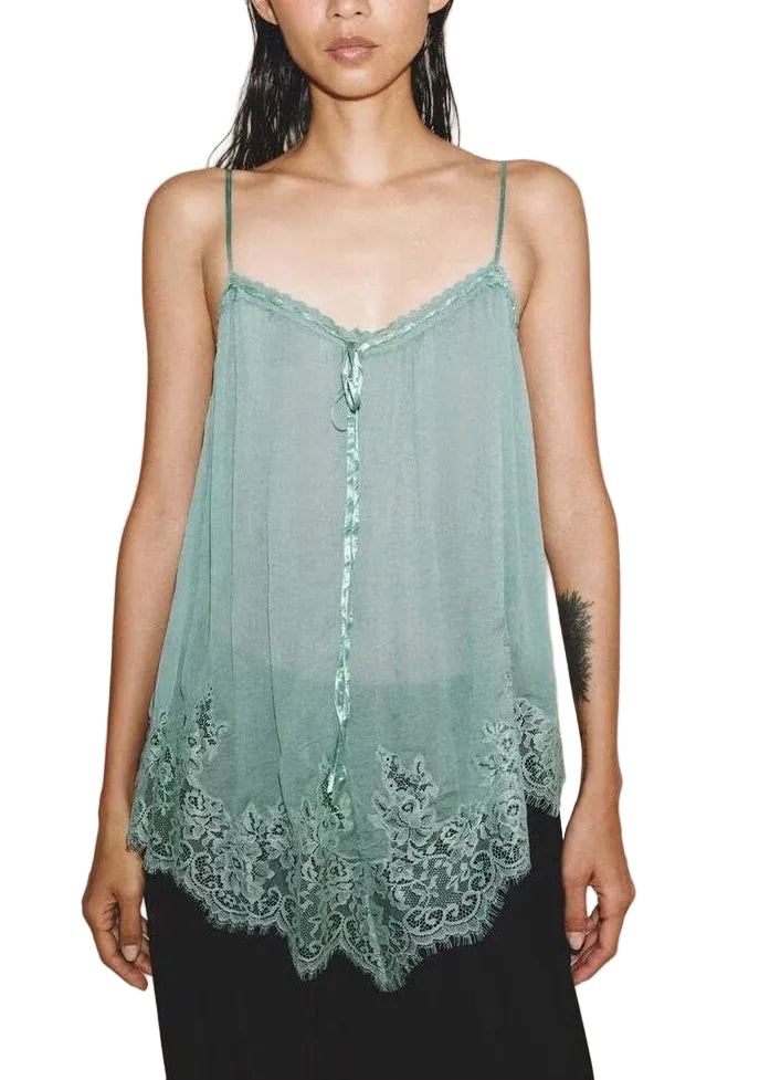 Top Femme Bretelles Spaghetti Patchwork Sans Manches 0